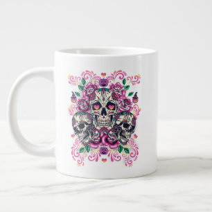 Caneca De Café Grande Flórida do crânio, cor-de-água do esqueleto, rosa,