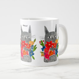 Caneca De Café Grande Flower Cat