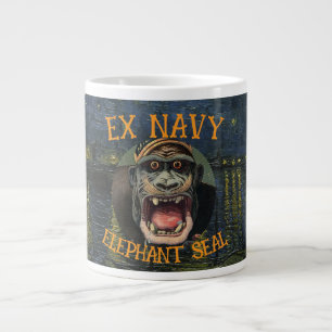 Caneca De Café Grande Foca Elefante Ex-Marinha HG Orgulhoso Veterano Exé