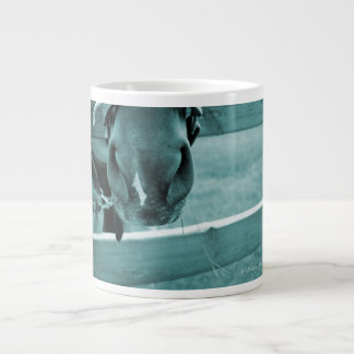Caneca De Café Grande focinho de cavalo com cerca azul