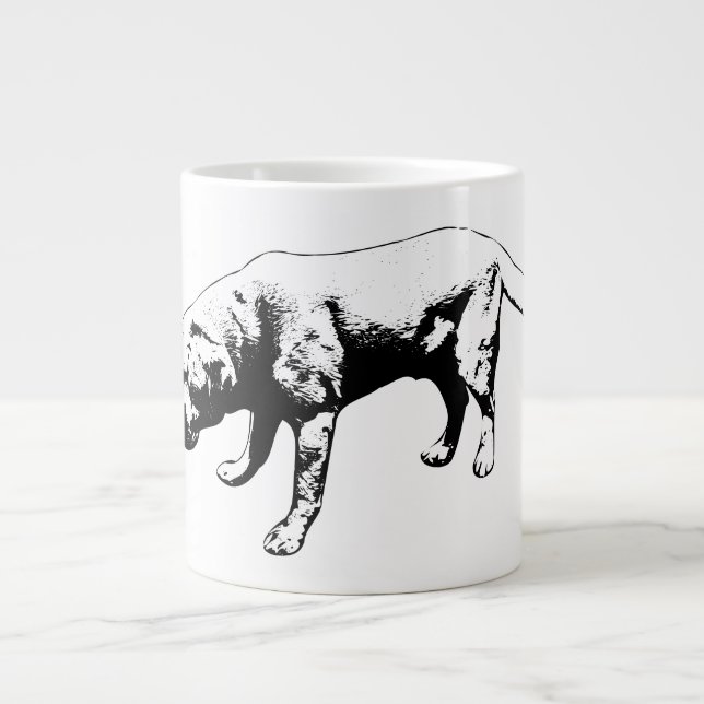 Caneca De Café Grande Foco calmo em monocromo (Frente)