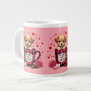 Caneca De Café Grande Fofa Valentina de Xadrez de Búfalo de Cachorrinho