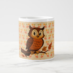 Caneca De Café Grande Fofo, caprichoso vintage outono/queda coruja