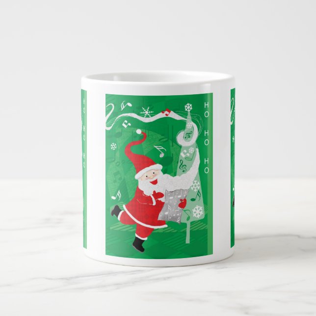 Caneca De Café Grande Fofo Natal, Cantando e Dançando Papai Noel (Frente)