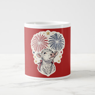 Caneca De Café Grande Fogueira Patriótica de Bezerro & Estrelas