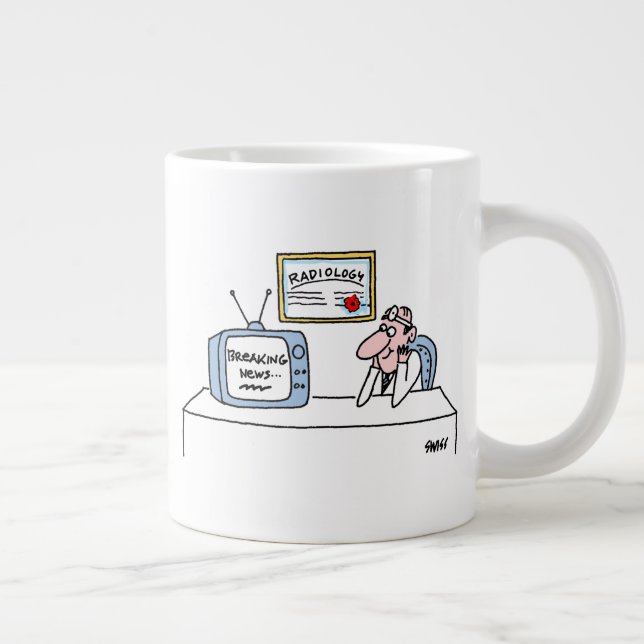 Caneca De Café Grande Folha de Cartoon Radiologista Engraçado Quebrando  (Direita)