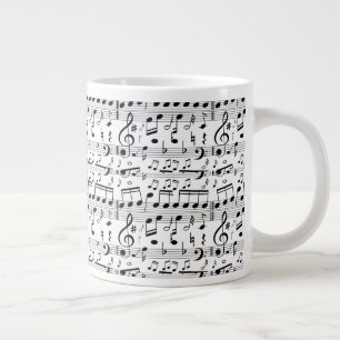 Caneca De Café Grande Folha Divertida Notas de Partitura arte de Músico
