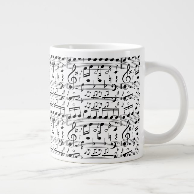 Caneca De Café Grande Folha Divertida Notas de Partitura arte de Músico (Direita)