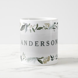 Caneca De Café Grande Folhagem de mostarda e de azeitona, personalizada