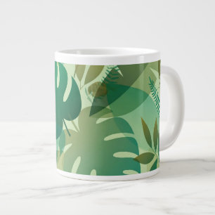 Caneca De Café Grande Folhagem Tropical Arejada Folhas Verdes