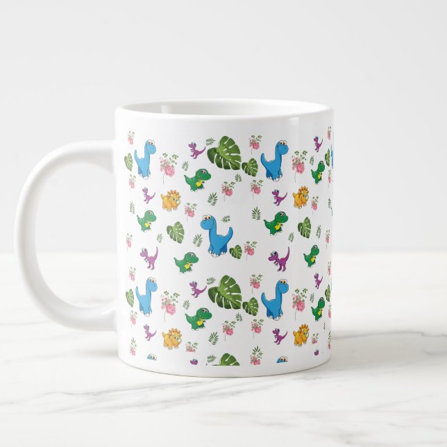 Caneca De Café Grande Folhas de Dinossauro Engraçadas (Esquerda)