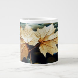 Caneca De Café Grande Folhas de Fluxo