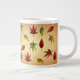 Caneca De Café Grande Folhas de Outono Pintadas