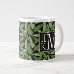 Caneca De Café Grande Folhas de Palm Monograma