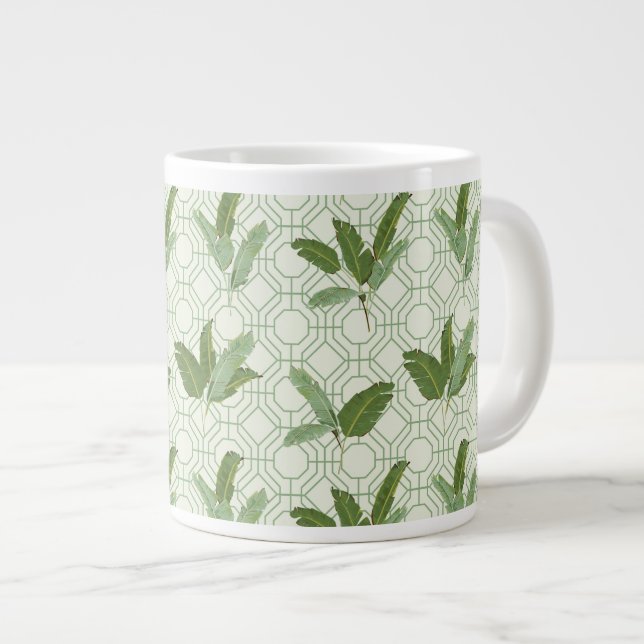 Caneca De Café Grande Folhas de Palma Tropicais (Frente Esquerda)