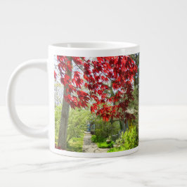 Caneca De Café Grande Folhas Vermelhas e Caminho de Martha