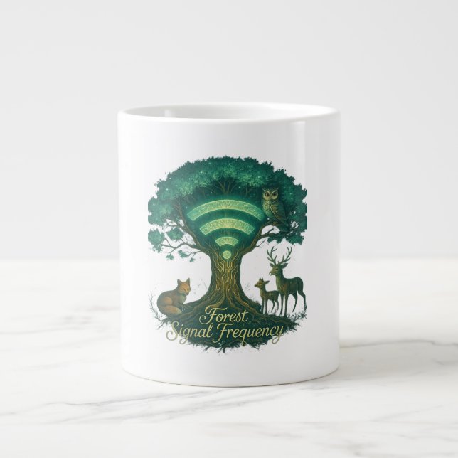Caneca De Café Grande Forest Signal Frequency Mug - Nature WiFi Art (Frente)