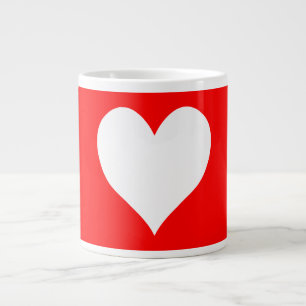 Caneca De Café Grande Forma de Coração Vermelho e Branco