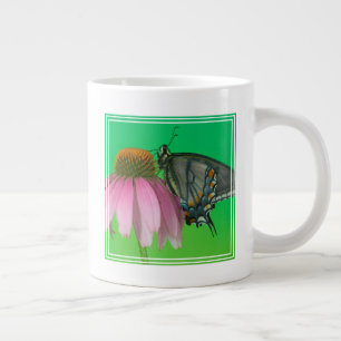 Caneca De Café Grande Forma negra da borboleta Rabo-de-andorinha-amarela