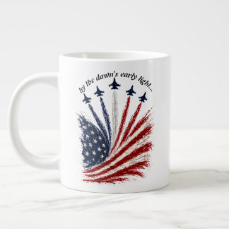 Caneca De Café Grande Formação Patriótica de Jatos Arte da Bandeira Amer