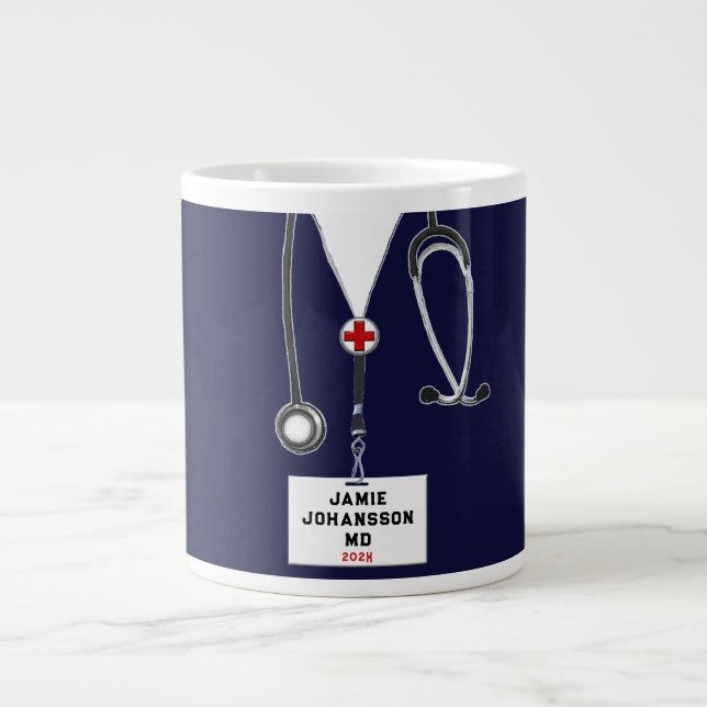 Caneca De Café Grande Formando da Faculdade de Medicina Médica (Frente)