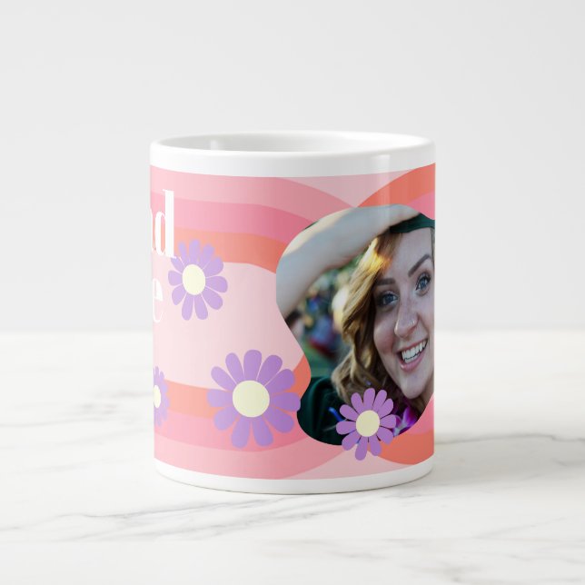 Caneca De Café Grande Formando Daisy Photo Peach (Frente)