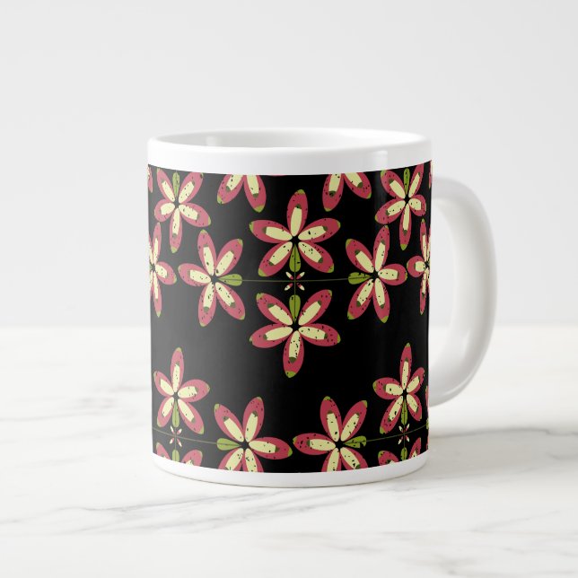 Caneca De Café Grande Formas florais contínuas repetitivas (Frente Esquerda)