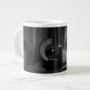 Caneca De Café Grande Formas Geométricas Abstratas Elegantes e Sombras