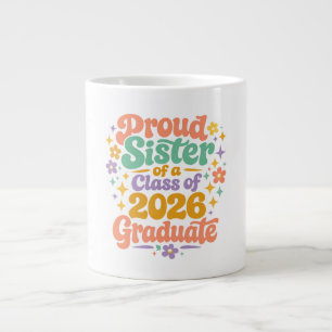 Caneca De Café Grande Formatura da Irmã Orgulhosa Turma de 2026 Retro Gr