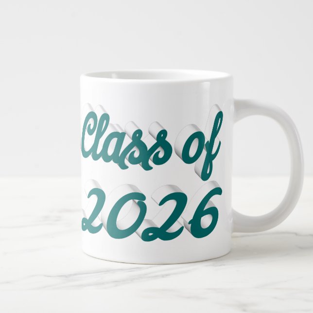 Caneca De Café Grande Formatura da turma de 2026 com script verde (Direita)