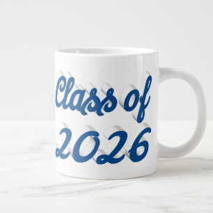 Caneca De Café Grande Formatura da turma de 2026 em letra cursiva azul