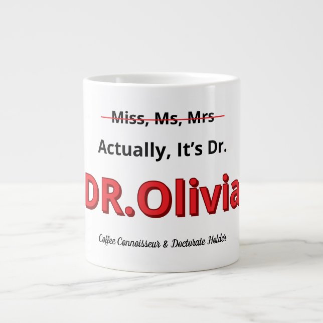 Caneca De Café Grande Formatura de Mãe com PhD Doutorado Piada Meta alca (Frente)