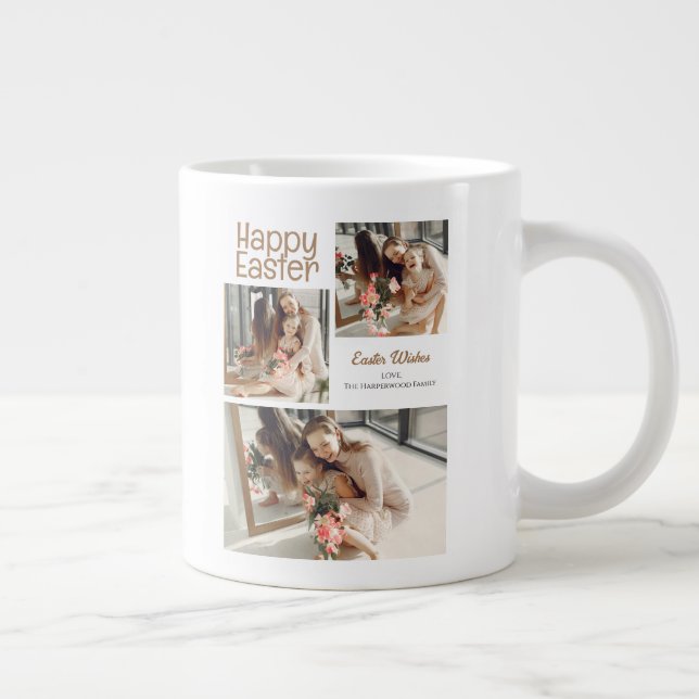 Caneca De Café Grande Foto da família Easter Eggs, Bênçãos de Páscoa Ele (Direita)