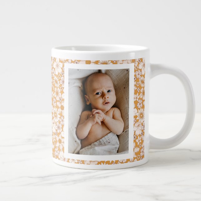 Caneca De Café Grande Foto da Família Personalizada do Bebê Floral Russo (Direita)