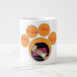 Caneca De Café Grande Foto da Pegada de Gato Gengibre do Dia dos Namorad