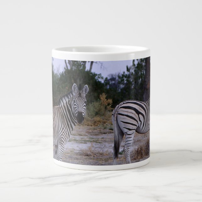 Caneca De Café Grande Foto de Dupla Olhada de Zebra (Frente)