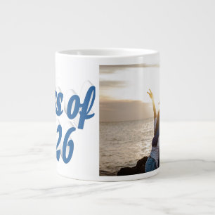 Caneca De Café Grande Foto de formatura com texto azul da turma de 2026