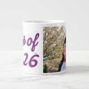 Caneca De Café Grande Foto de formatura em roxo da turma de 2026