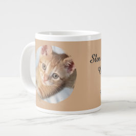 Caneca De Café Grande Foto de Gato, Texto, substituível, Divertido, Aman