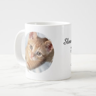 Caneca De Café Grande Foto de Gato, Texto, substituível, Divertido, Aman