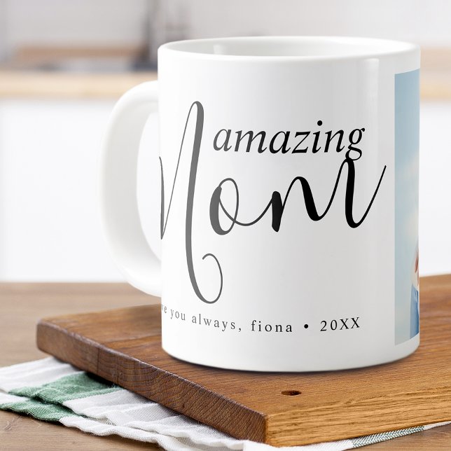 Caneca De Café Grande Foto de Mãe Moderna Incrível (Modern Amazing Mom Photo Giant Coffee Mug)