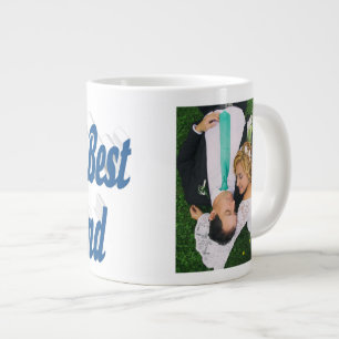 Caneca De Café Grande Foto do marido com texto azul-marinho Giant Coffee
