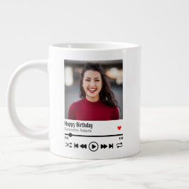 Caneca De Café Grande Foto personalizada de aniversário feliz moderno