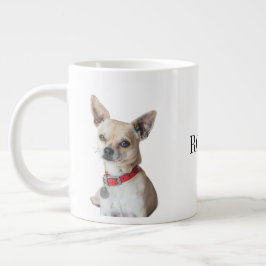 Caneca De Café Grande Foto Personalizada de Cachorro | Nome do Pet Perso