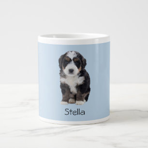 Caneca De Café Grande Foto personalizada de cão - Azul em pó com nome de