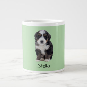 Caneca De Café Grande Foto personalizada de cão - Verde pastel com nome 