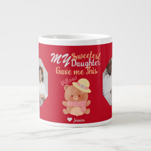 Caneca De Café Grande Foto personalizada de nomes de filhas da mamãe e d