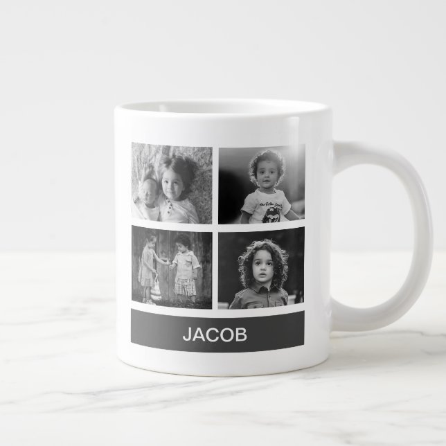 Caneca De Café Grande Foto personalizada em preto e branco - personaliza (Direita)