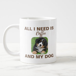 Caneca De Café Grande Foto Personalizada 'Tudo Que Preciso É Café E Meu
