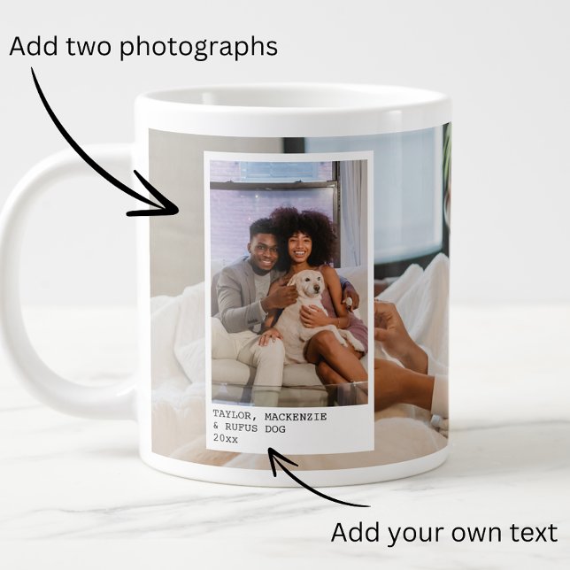 Caneca De Café Grande Fotografias e Texto Personalizados (Personalized Photos and Text Giant Coffee Mug from Ricaso. Make your own photo mugs. Design your own)